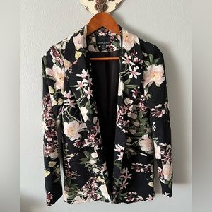 Cynthia Rowley Size XS Womens Black Floral Casual  Long Sleeve Blazer
